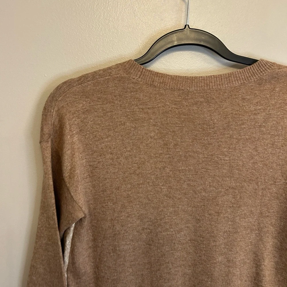 NWOT J. CREW Needle Punch Lace Wool Blend Crewneck Sweater brown cream size XXS